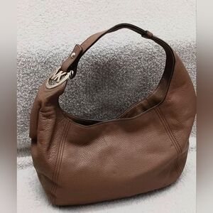 Michael Kors Brown Pebbled Leather Hobo Bag